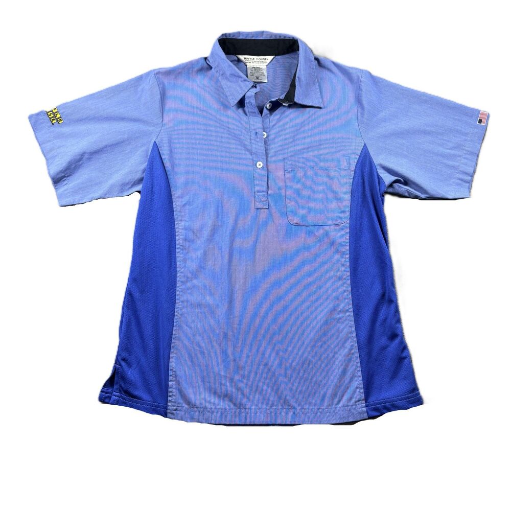 Waffle House Women Polo Shirt Uniform Work Manager Employee Blue Medium M221